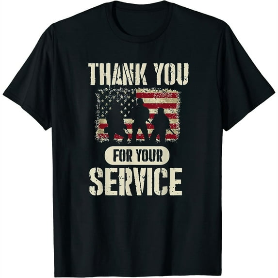 Womens T Shirt Thank You for Your Service, Patriotic Veterans Day Shirts Black