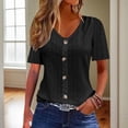 thumbnail image 1 of Womens T Shirt V NeckShort Sleeve Basic Black Womens Spring Tops Work Tops for Women, 1 of 7