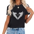 thumbnail image 1 of Womens T Shirt Valentine's Day Heart In Wings Cool Vintage Women's Graphic Tee for Party Birthday and Holidays Black, 1 of 5