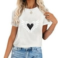 thumbnail image 1 of Womens T Shirt Valentine's Day Heart In Wings Cool Vintage Women's Graphic Tee for Party Birthday and Holidays White, 1 of 5