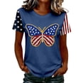 thumbnail image 1 of Womens T Shirt Women's Stars and Stripes Casual Fashion Printed Crew Neck Short Sleeve Pullover T Shirt Blue L, 1 of 4