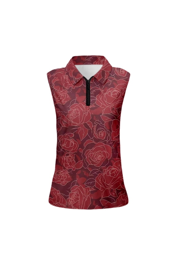 Womens T Shirt Women's Zip Front Sleeveless Basic Top for Daily Wear and Leisure Brick Red L