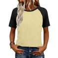 thumbnail image 1 of Womens T Shirts 2026 Crew Neck Raglan Short Sleeve Tops Casual Spring Summer Loose Fit Tshirts Color Block Printed Tunic Tops Basic Tee Shirts, 1 of 7