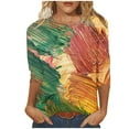 thumbnail image 1 of Womens T Shirts 3/4 Length Sleeve Floral Print Long Sleeve Tops Criss Cross V Neck Casual Summer Fall Tees (XL, Multicolor), 1 of 5