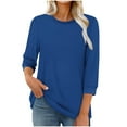 thumbnail image 1 of Womens T Shirts 3/4 Length Sleeve Womens Tops Dressy Casual Crew Neck Solid Color Tunic Tops, 1 of 4