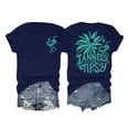 thumbnail image 1 of Womens T Shirts Beach Summer Coconut Tree Vacation Crew Neck Short Sleeve Refreshing Breathable Resistant Daily Navy Workout Tops Sizes M, 1 of 3