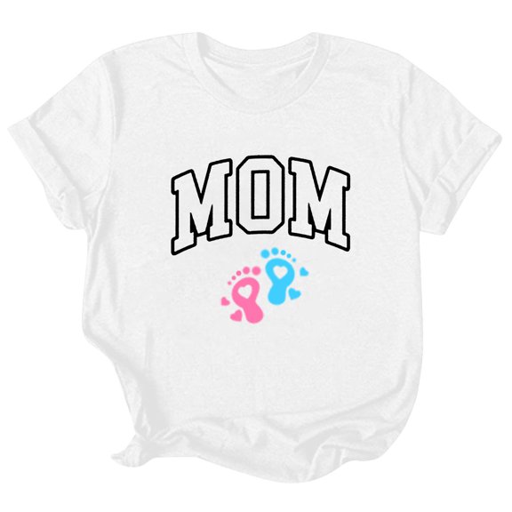 Womens T Shirts Blouses Fashion Printed Crewneck Soft Girls A Gift for Women,White,S