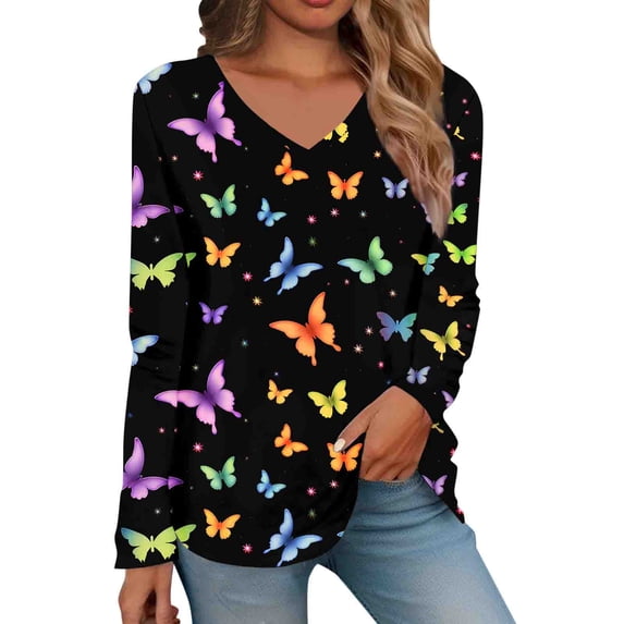 Womens T Shirts Casual Long Sleeve V Neck Shirts Lightweight Swea Fashion Tunic Tops Shirts Tshirts