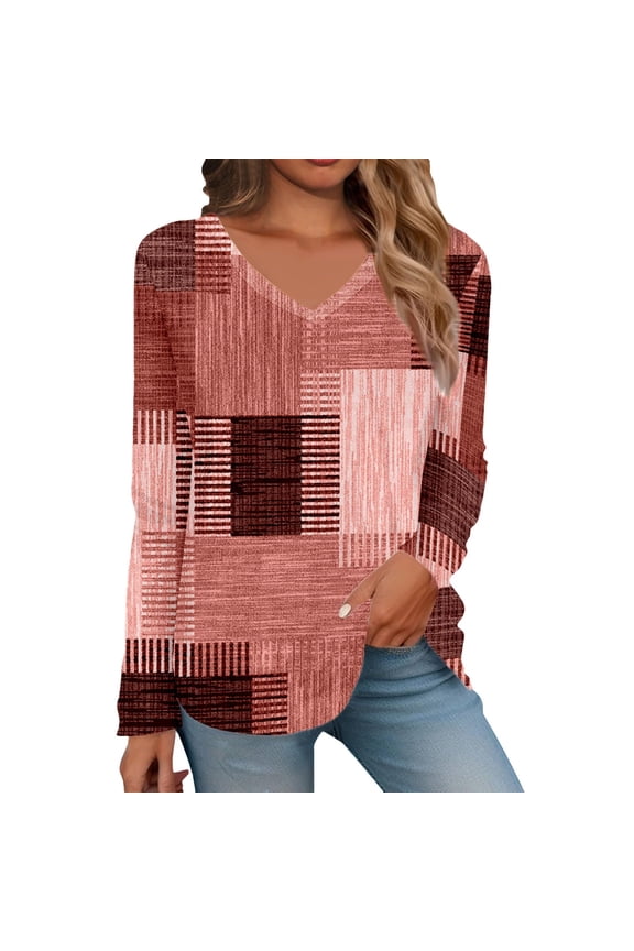 Womens T Shirts Casual Long Sleeve V Neck Shirts Lightweight Swea Fashion Tunic Tops Tshirts