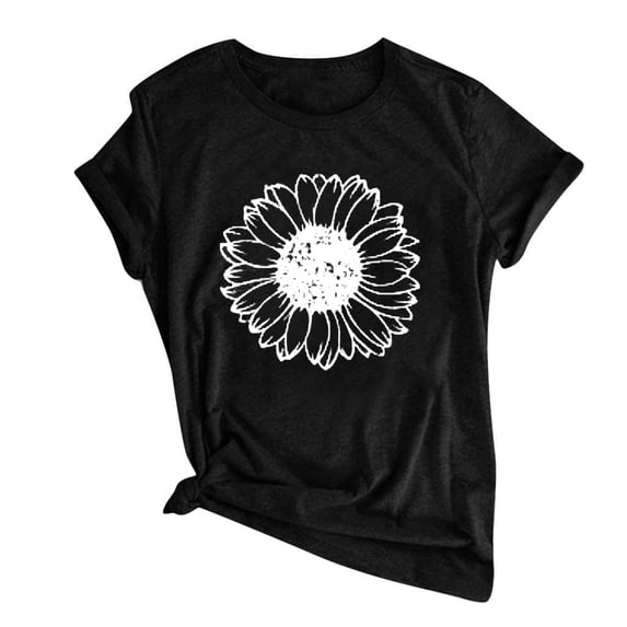 Womens T Shirts Casual Printing Short Sleeve Crew Neck Loose Refreshing Breathable Resistant Daily Black Tank Tops Sizes S