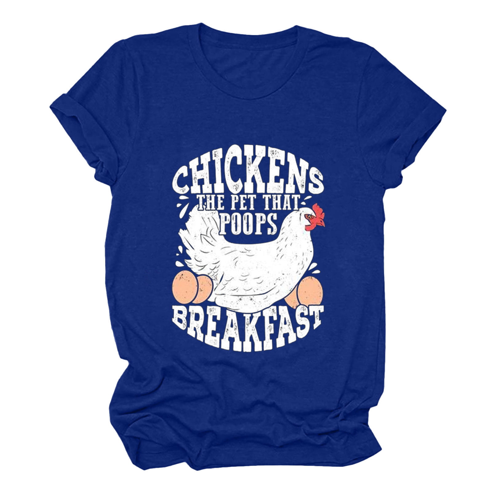 Womens T Shirts Casual Short Sleeve Crew Neck Plus Size Funny Chicken