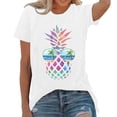 thumbnail image 1 of Womens T Shirts Crew Neck Fashion Casual Tops 2026 Pineapple Print Short Sleeve Y2K Tee, 1 of 4