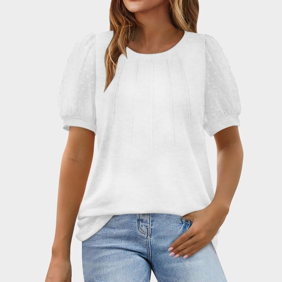 Womens T Shirts Crewneck Sexy Patchwork Lace Short Sleeve Knit Tee Blouse Womens Summer Tops White XL