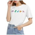 thumbnail image 1 of Womens T Shirts Daily Print Crew Neck Tank Short Sleeve Workout Casual Loose Tees Womens Summer Tops BU2 XL, 1 of 5
