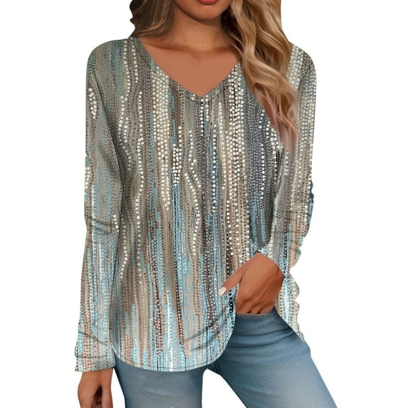 Womens T Shirts Fall Long Sleeve Printing Tops V Neck Tunic Casual Loose Blouse Winter Top Blouse Tshirts