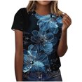 thumbnail image 1 of Womens T-Shirts Fashion Spring Floral Print Blouses Loose Casual Pullover Short Sleeve Shirts Summer Clothing Top with Short Sleeves, 1 of 4