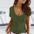 thumbnail image 1 of Womens T Shirts Fashion Women's Summer V Neck Leisure Short Sleeve Solid Tops, 1 of 5