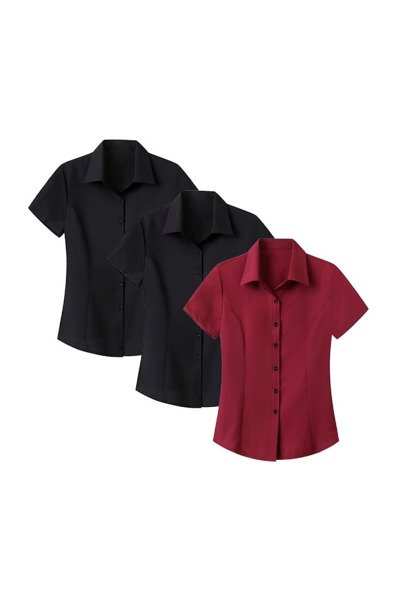 Womens T Shirts Interview Formal Outfit Business Shirt Button Down Short Sleeve Tops For Women