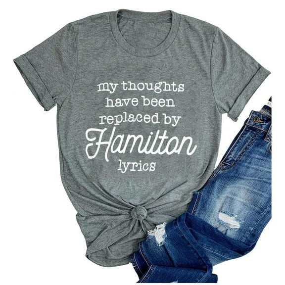 Womens T Shirts Letter Print Comtable And Fashionable Fit Colored Short Sleeved Womens Clothes,Grey,L