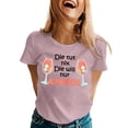 thumbnail image 1 of Womens T Shirts Letter Print Graphics Crew Neck Short Sleeve Loose Trendy Casual Tops, 1 of 5