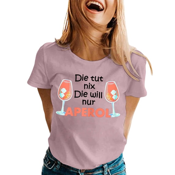 Womens T Shirts Letter Print Graphics Crew Neck Short Sleeve Loose Trendy Casual Tops
