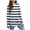 thumbnail image 1 of Womens T Shirts Long Sleeve Top Round Neck Basic Fashion Printed Tshir Thumbhole Tunic Tshirts, 1 of 5