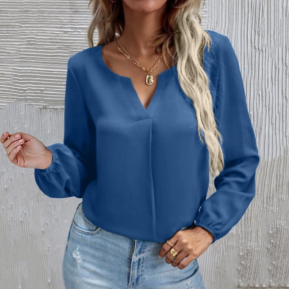 Womens T Shirts Long Sleeve V Neck Basic Tees Work Winter Womens Work Clothes Size M