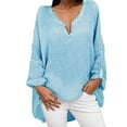 Womens TShirts Long Sleeve VNeck Solid Top Plus Casual Size Color
