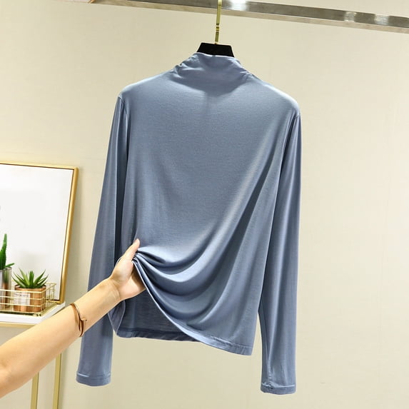 Womens T Shirts Long Sleeves Crew Neck Slim Fit Basic Tees Casual Spring Outfits Clothes Women Size L