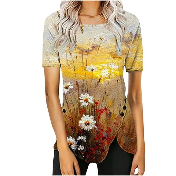 Womens T Shirts Loose Boho Womens Workout Top Womens Tops Dressy Casual Short Sleeve Round Neck My Orders Placed Recently By Me