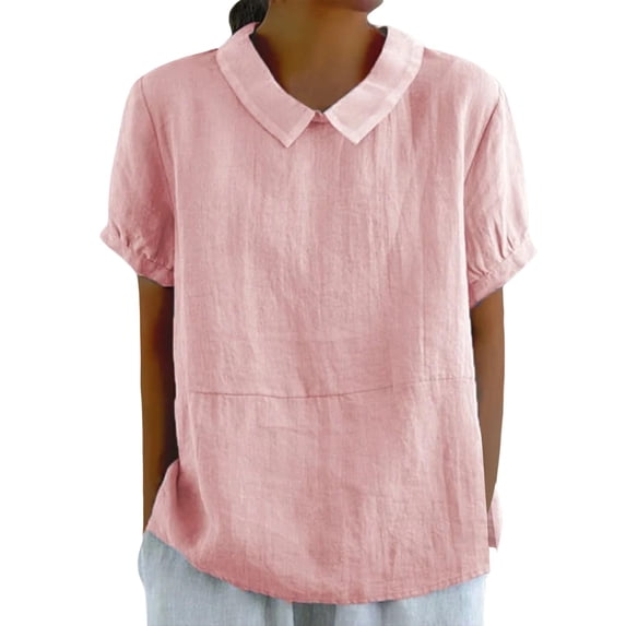 Womens T Shirts Loose Button Shirt Top Stand Solid Color Sleeve Collar Casual Women's Shirt Tops for Women