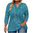 thumbnail image 1 of Womens T Shirts Loose Fit 3/4 Length Sleeve Tees ‘s Oversized Gradient Large V-Neck Three Quarter Sleeve Blouse Fashionable Loose And Casual Tops (Size:L-5XL), 1 of 5
