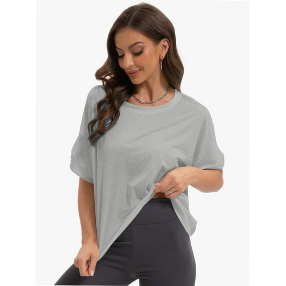 Womens T-Shirts Loose Fit Crewneck Short Sleeve Summer Casual Blouse Tee Tops