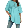 thumbnail image 1 of Womens T Shirts Loose Fit Oversized T Shirts V Neck Striped Tees Summer Half Sleeve Comfy Cozy Tunic Tops Plus Size Womens Spring Tops Mint Green M, 1 of 5