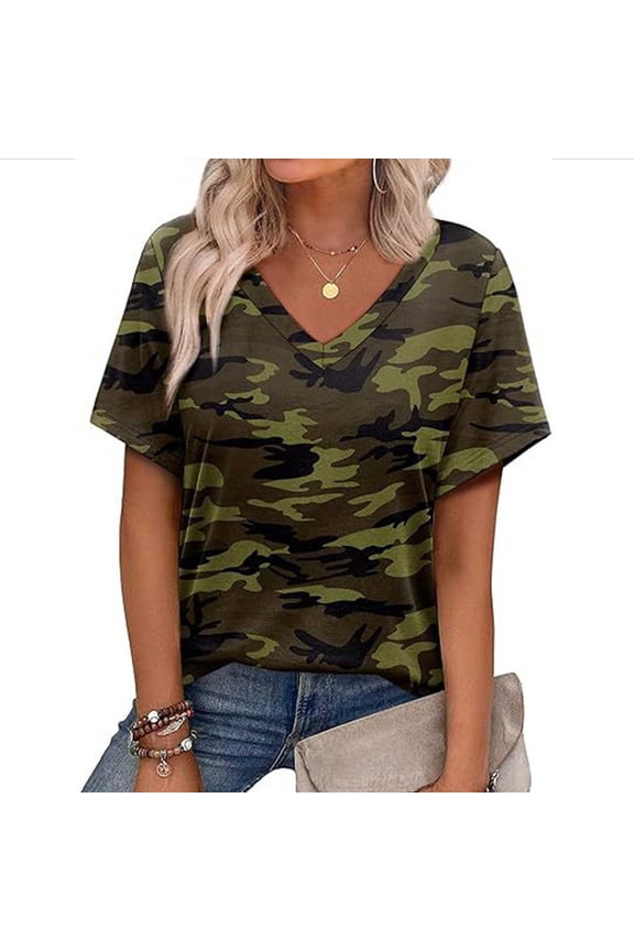 Womens T Shirts Loose Fit Print T Shirt Casual Short Sleeve Tee Soft Breathable Daily Wear Comfort Fit Top Womens Tops Multicolour XXL