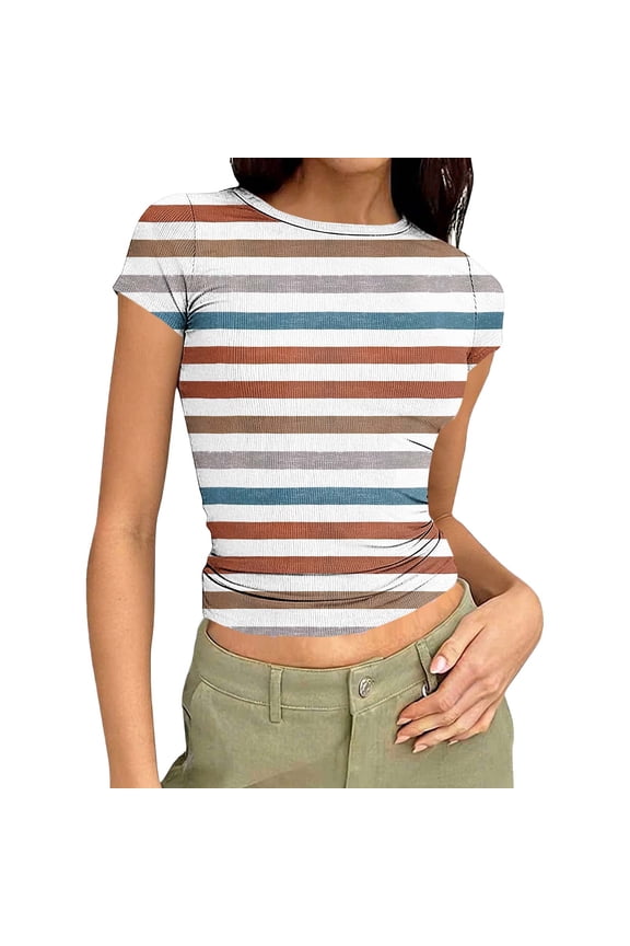 Womens T Shirts Loose Fit Short Half Sleeve Crew Neck Oversized Tshirts Color Block Summer Tops Fashion 2026