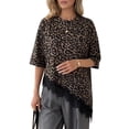 thumbnail image 1 of Womens T Shirts Loose Fit Short Sleeve Tees Crew Neck Color Lace Tops Fashion Leopard Print XL, 1 of 9