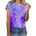 thumbnail image 1 of Womens T Shirts Loose Fit Summer Tops Casual Crew Neck Floral Print Short Sleeve Spring Women's T-Shirts Graphic Tees Purple S, 1 of 3
