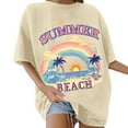 thumbnail image 1 of Womens T Shirts Loose Fit Summer Tops Casual Crew Neck Oversize Short Sleeve Style Women's T-Shirts Graphic Tees Beige L, 1 of 4
