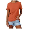 thumbnail image 1 of Womens T Shirts Loose Fit Summer Tops Casual Crew Neck Solid Color Short Sleeve Shirt Women's T-Shirts Graphic Tees Orange XXL, 1 of 6