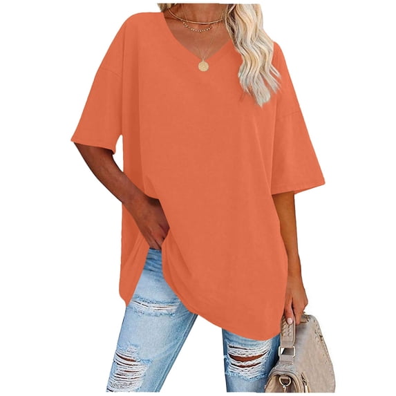 Womens T Shirts Oversize T Shirt Women's Print Short Sleeve Round Neck Vintage V Neck Tops Casual Basic Summer Tee Shirts Blouse Tops for Women