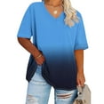 thumbnail image 1 of Womens T Shirts Plus Size Short Sleeve Oversized V Neck Short Sleeved Solid Color Summer Base Shirt Sports T Shirt, 1 of 4