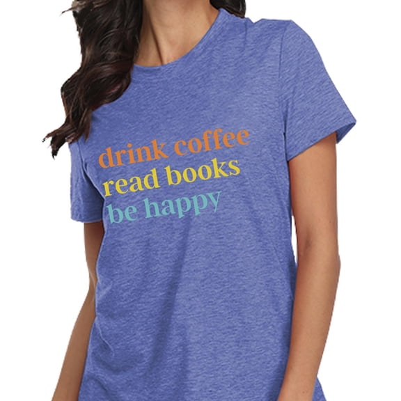 Womens T-Shirts Reading Shirt Book Lover Teacher Short Sleeved Top Graphic Tee for Enthusiasts Stylish Casual Wear