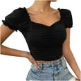 thumbnail image 1 of Womens T-Shirts Ruffle Short Sleeve Tunic Tops Summer Casual Ruched Tee, 1 of 9