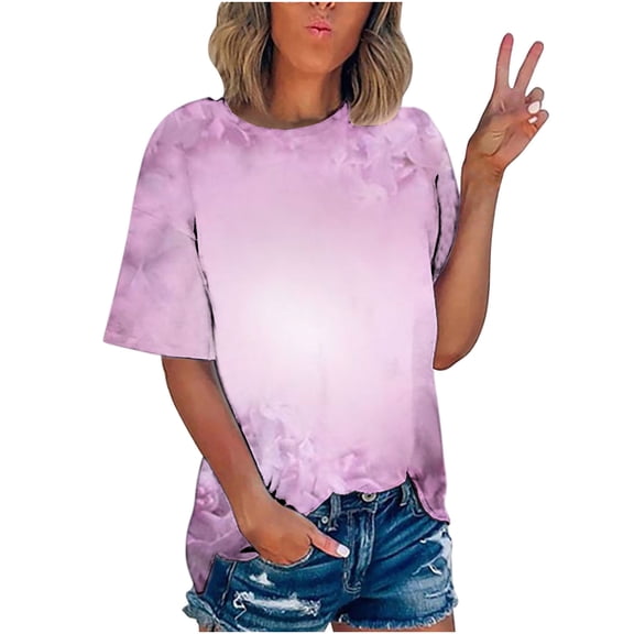 Womens T-Shirts Sevevn Women's Fashion Printed T-Shirt Short Sleeves Blouse Round Neck Casual Tops