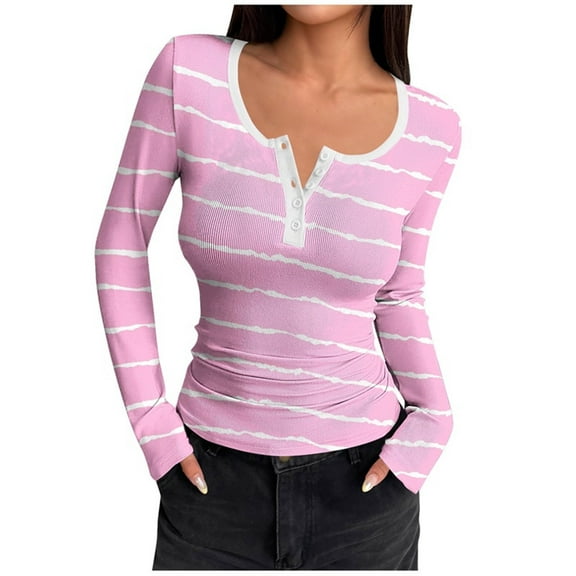 Womens T Shirts Sevevn Womens Long Sleeve Henley Shirts Slim Fit Tops 2025 Casual Fashion Outfits Basic Trendy T-Shirts Soft Clothing