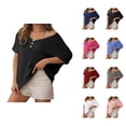 thumbnail image 1 of Womens T-Shirts Sexy Hollow Out Short Sleeve Summer Casual Knit Top Beach Cover Ups Blouse Crew Neck Solid Color Tee Vacation Outfits Fashion Clothing Women Clothes, 1 of 6