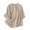 thumbnail image 1 of Womens T Shirts Short Sleeve 2026 Flowy Peplum Tops for Women Dressy Scooped Cotton Linen Blouses Top, 1 of 6