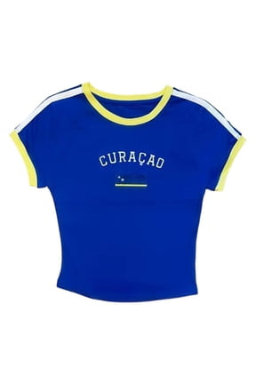 Womens T Shirts Short Sleeve Crewneck Letter Print Graphic Crop Tee Summer Slim Fit Casual Top Blue S