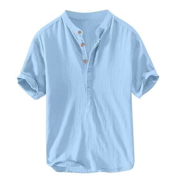 ZQUUVOU Womens T Shirts Short Sleeve'S Summer V-Neck Short Sleeve Linen Solid Casual T-Shirt Blouse Sky Blue